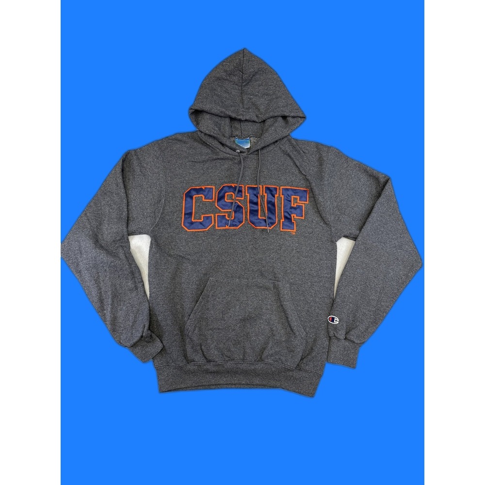 Champion CSUF Hoodie S Gray Fleece Pullover Long Sleeve Eco Friendly College Men